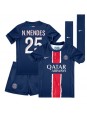 Paris Saint-Germain Nuno Mendes #25 Heimtrikotsatz für Kinder 2024-25 Kurzarm (+ Kurze Hosen)